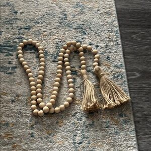 Natural Beaded Garland with Tassels